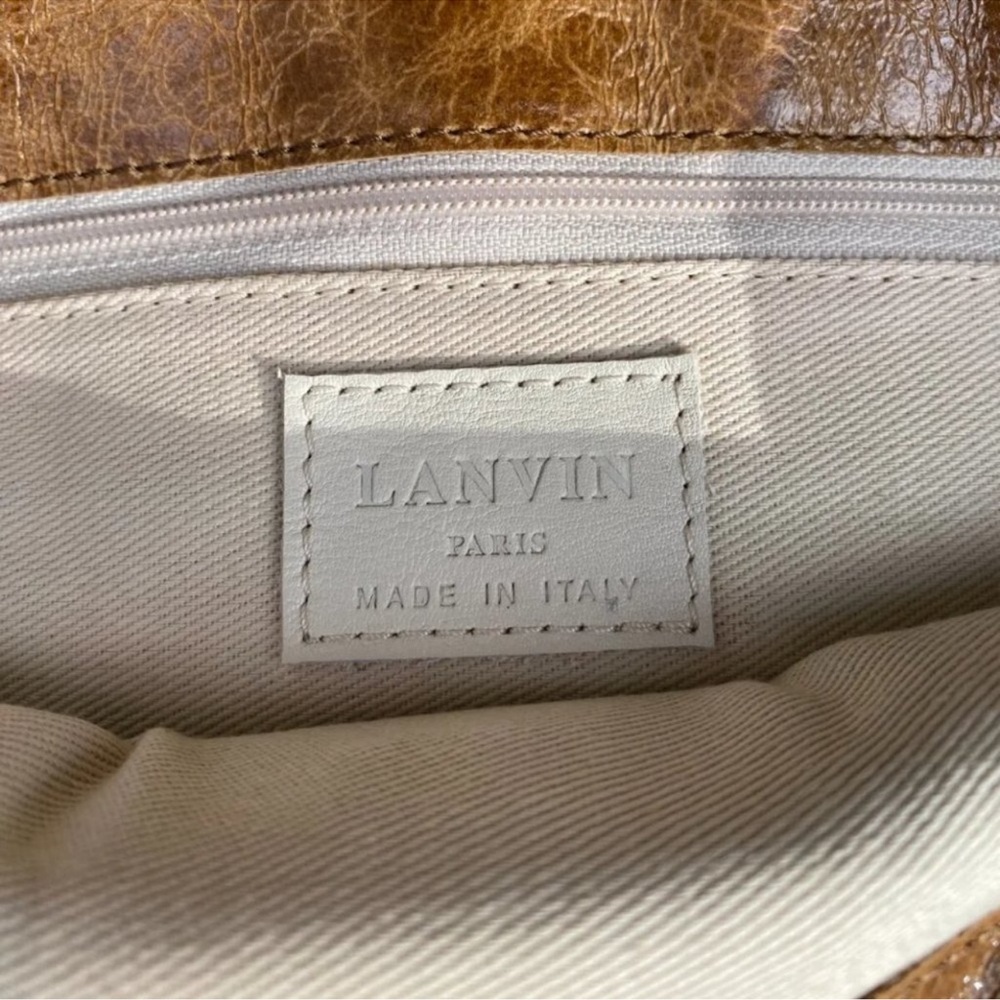 NEW!  LANVIN Hero Brown Leather Shoulder Bag With Chained Straps - Picture 10 of 13